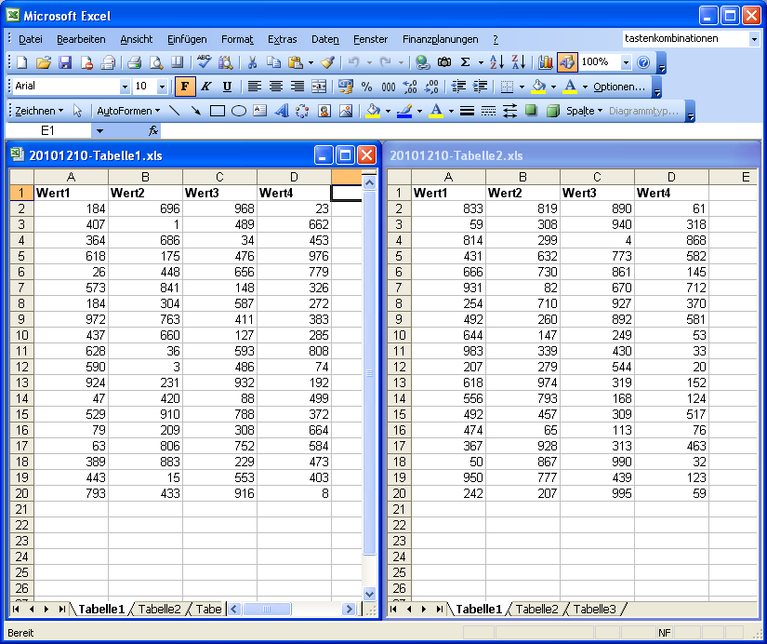 Wie kann ich 2 excel tabellen nebeneinander öffnen - Deutschland