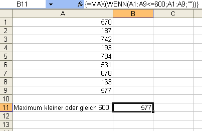 Wie Sie Beim Excel Maximum Nur Werte Berucksichtigen Die Unter Eine Obergrenze Liegen Computerwissen De