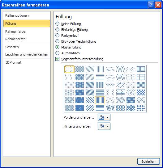 Flachen In Excel Diagrammen Mit Mustern Versehen Computerwissen De