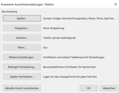 erweiterte Ansichtseinstellungen