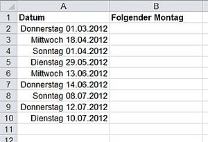 Auf Ein Datum Folgenden Montag In Excel-Listen Berechnen ...