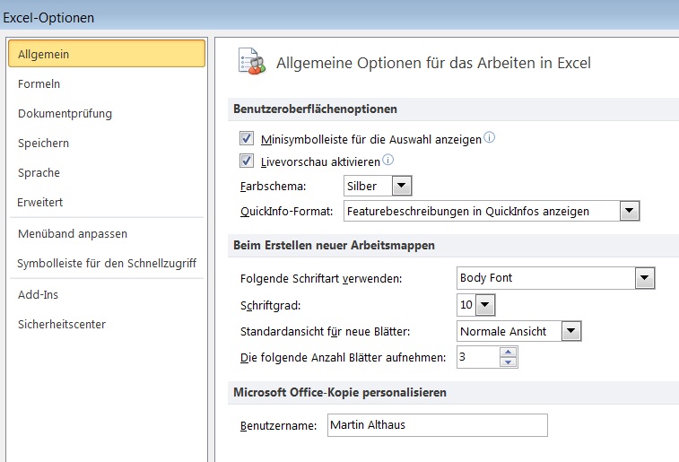 Wo finde ich in Excel Einstellungen?